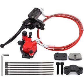 Upgraded Mini Bike Brake kit Hydraulic Brake Assembly of the Left 7/8" Handlebars for Predator 79cc 97cc 2.8hp Baja Doodle Bug DB30 Blitz Dirt Bug Racer（Red）