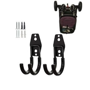 2 Pcs Wall Mount Baby Stroller Hanger, Baby Stroller Holder Wall Mount, Baby Stroller Wall Rack, Garden Power Tool Hanger Wall Hook, Steel Garage Tool Storage Organizer Utility Hooks (Small J)