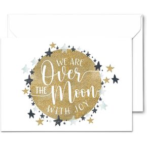 Paper Clever Party Over the Moon Thank You Cards with Envelopes, Blank Notecards All Occasions, Showers, Graduation, Everyday Folded Note Set, 25 Pack