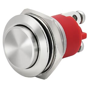 ZJWZJH UL Certified 2PCS Push Button Switch Starter Switch 19mm Momentary IP67 Waterproof 3/4" Mounting Hole 12V 24V 110V 120V 1NO Screw Terminal(Silver, Flat Round)
