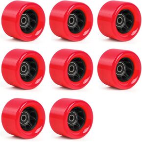 Yidome 8 Piece 92A 62mm x 42mm QUAD Roller Skates Wheels double Line Skates Wheels for skateboard Roller Skates Wheels(Red Black)