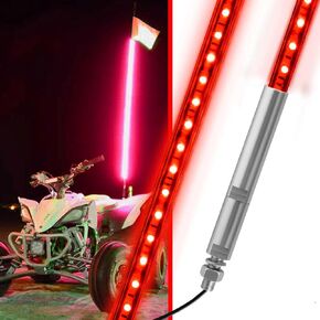 UTVJATV 3FT LED Whip Red Lights Waterproof Flag Pole Safety Antenna with Flag for Can-Am Maverick X3 Sand Dune Buggy UTV ATV 2020 Polaris RZR XP 4X4 Offroad Truck 4 Wheels - 1PCS