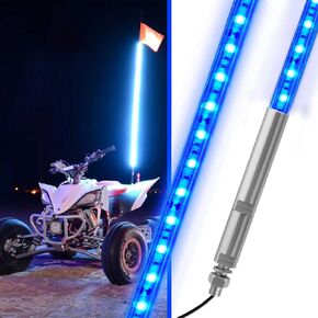 UTVJATV 3FT LED Whip Red Lights Waterproof Flag Pole Safety Antenna with Flag for Can-Am Maverick X3 Sand Dune Buggy UTV ATV 2020 Polaris RZR XP 4X4 Offroad Truck 4 Wheels - 1PCS