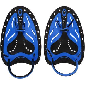 1 Pair Swimming Hand Fins,Comfort Paddles Webbed Gloves Swimming Training Aid for Men Women Children (M-Blue)