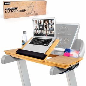 3J Group Treadmill Desk Attachment - Desk for Treadmill with Comfortable Wrist Rest Stable Straps Cup Holder Anti-Slip Pads Walking Desk Treadmill and Phone Slot