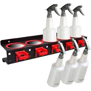 Marsrut Spray Bottle Holder Wall Mount, Can Holder, Auto Cleaning Detailing Tools, Storage Rack Organizer Aerosol with 5 Holes and 5 Plastic Hanging Hooks