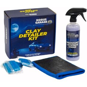 Nobu's Garage Car Detailing Spray with Clay Bar and Clay Mitt, Ceramic Infused Waterless Auto Detail Supplies, Surface and Paint Safe Cleaner for a Streak-Free Shine