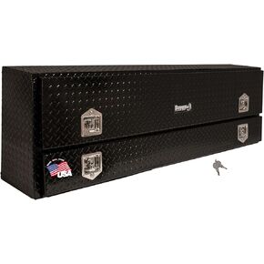 Buyers Products 1725641 Black Aluminum Diamond Tread Contractor Truck Box With Lockable T-Handle Latch And Two Lower Drawers, 72 x 21 x 13.5 Inch, Truck Tool Box For Storage And Organization
