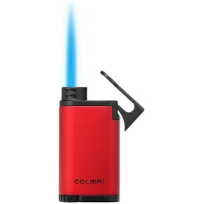 Colibri Belmont Single Jet Flame Butane Lighter, Windproof & Refillable, Cigar Enthusiast's Choice with Blue Fuel Window and Adjustable Flame (Gunmetal)