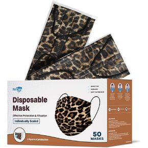 WECARE Disposable Face Mask Individually Wrapped - 50 Colored and Print Face Masks