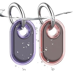 4 Pack Waterproof Compatible with Samsung Galaxy SmartTag2 Holder, TPU GPS Tracker Protective Case for Samsung Tag 2 with Keychain, Anti-Scratch Samsung Smart Tag 2 Case (Pink Blue Green Purple)