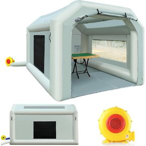 Sewinfla Portable Inflatable Paint Booth Tent 10.8x8.2x7.2Ft with One Blower 550W Inflatable Spray Paint Booth with Air Filter System, Blow Up Paint Booth