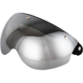 Soman Universal 3-Snap Visor Retro Pilot-Style for Open Face Motorcycle Helmet (Silver)