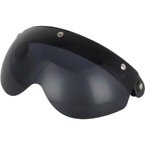 Soman Universal 3-Snap Visor Retro Pilot-Style for Open Face Motorcycle Helmet (Silver)