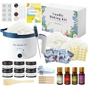 Wax Making Kit for Candles, Home DIY Candle Making Kit with Glass Jars for Adult, Candle Making Starter Kit with Wax Melter for Art & Craft