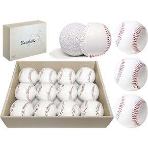 HANKLENSS Baseballs 12 Pack - Leather Covered Training Balls for Pitching, Hitting, Fielding - Official Size Adult Practice Baseballs - Blank for Autographs - Great for League Play and Gifts
