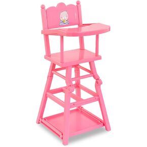 Corolle Baby Doll High Chair - 2-in-1 Design fits 14" and 17" Baby Dolls, Pink