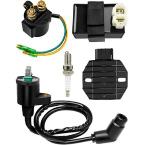 CDI Box Ignition Coil Kit Fit for Honda Recon 250 1997-2021 TRX250TE TM TRX250EX TRX250X with Voltage Regulator Rectifier Starter Relay Solenoid and Spark Plug