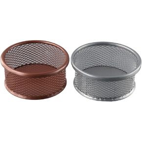 dohobby 2PCS Paper Clip Holders Mesh Paper Clip Dispensers for Desk, Rose Gold Silver
