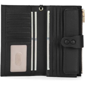 SENDFN Large Womens Wallet Genuine Leather RFID Blocking Multi Card Organizer Wristlet