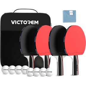 VICTOREM Table Tennis Paddles - Professional Ping Pong Paddles Set with Rubber & Ergonomic Handle for Enhanced Control & Spin - Spin, Speed & Control for Ultimate Performance