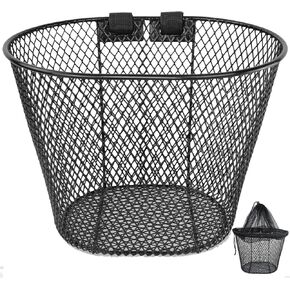 سلة الدراجة الأمامية للكبار من Mkuero، سلال الدراجة للنساء، سلة دراجة سلكية معدنية مقاومة للماء مع غطاء شبكي، مناسبة لمعظم الدراجات للبالغين، ملحقات الدراجة in Kuwait