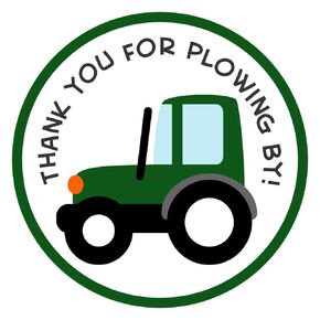 Green Tractor Truck Thank You Sticker Labels by Adore By Nat - Farm Boy Kid Birthday Party Favor Labels - Set of 30