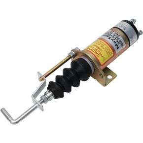 MaySpare Fuel Shut Off Solenoid 1502-12C7U2B2S1 366-07197 SA-3405T Compatible With Lister Petter Engine With Bracket 2 Pins 12VDC Gold