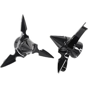Pair Spun Blade Spinning Chorme Front Axle Cap Nut Cover for Harley