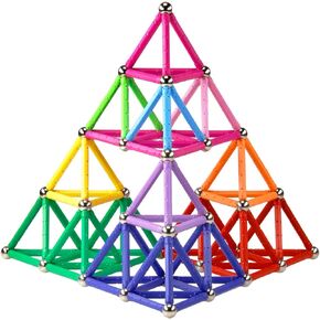ELONGDI Magnetic Building Blocks, [ 132 Pieces ] Lengthen Building Sticks Set, Magnet Stem Toys Set Non-Toxic Building 3D Puzzle Boys Toys for Kids and Adult
