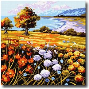 Needlepoint kit Tapestry Embroidery kit Landscapes Complete with Printed Canvas Needle and Cotton Threads 12x12 inches (Hut 737)