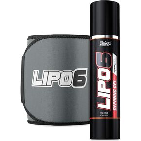 Nutrex Lipo 6 Defining Gel Fat Burner with Waist Trimmer Sweat and Fat Burning Cream For Women and Men with Sweat Belt Bundle