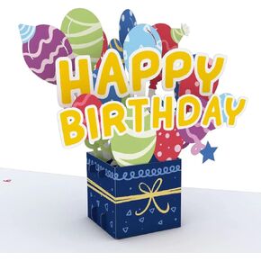 Lovepop Happy Birthday Balloon Box Pop-Up Card – Birthday Card with Pop-Up Gift – Handcrafted 3D Pop-Up Greeting Card – Birthday Card, 3.9 x 5"