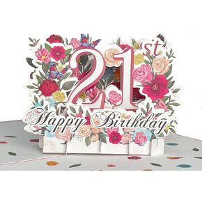 HOMANGA 80th Birthday Pop Up Card, Happy 80th Birthday Card For Her, Women, Wife, 80th Birthday Gift For Sister, Mom, Friend, Pop Up Birthday Greeting Card with Blank Note and Envelope, 6" x 8"