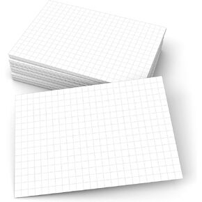 321Done Grid Index Cards (Set of 50) 5x7, Graph-Ruled 0.25 Double-Sided, Thick Cardstock, Made in The USA, White