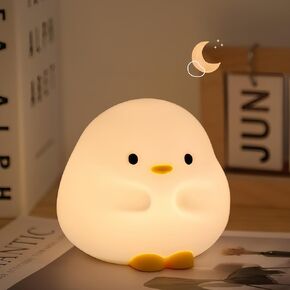 Emmanoth DuDu Duck Night Light, Cute Duck Lamp, Squishy Silicone Nightlight for Baby Nursery with 30 Minutes Timer, Rechargeable Bedside Lamp with Touch Control for Bedrooms, Living Room