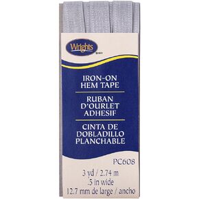 WRIGHTS Silver Iron-On Hem Tape 1/2" X3yd, 1 Count (Pack of 1)