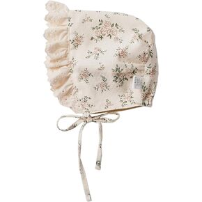 HOOLCHEAN Baby Girls Printed Cotton Bonnet Infant Vintage Flower Lace Sun Protection Hat