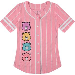 Care Bears Ladies Baseball Jersey - Ladies Classic Mesh Button Down Baseball Jersey - Cheer Friend Funshine Good Luck Jersey