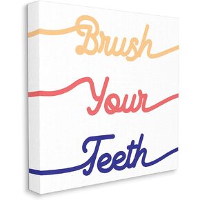 Stupell Industries Brush Your Teeth Children's Bathroom Dental Hygiene, Designed by Daphne Polselli Canvas Wall Art, 24 x 24, Multi-Color