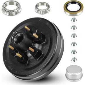 Trailer Brake Drum Kit, 5-Hole, 4.5" Bolt Circle Brake Drum for 3500 lb Axles, Replacement Brake Hub Drum Assembly for Rvs, Trailer and Semi Truck
