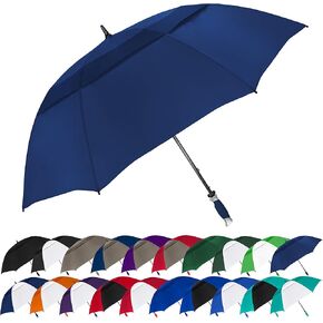 The Typhoon Tamer 62 Inch Vented Windproof Double Canopy Large Golf Umbrella for Rain & Wind, Strong Fiberglass Oversized Lightweight Professional Quality Golfers Umbrella for Men & Women, Navy Blue in Kuwait