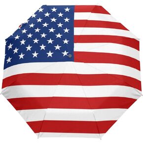 U Life American Flag Stars Stripes Auto Open Close Umbrellas Anti UV Folding Compact Automatic Umbrella