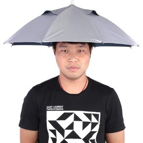 Vbestlife Umbrella Hat, 25.59" Handfree Headwear UV Protection Waterproof Umbrella Cap for Fishing Golf Beach Outdoor Activities