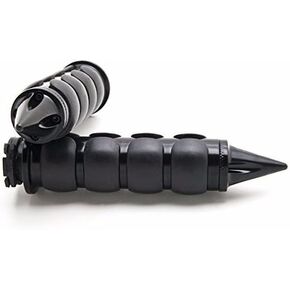 HTTMT TRHB114A-1"-BK Spike Black Comfort Rubber Motorcycle Handlebar Hand Grips (1 inch) Custom Black Billet Grips Compatible with Cruisers/Choppers/Harley Davidson