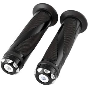 INNOGLOW Motorcycle 1" Hand Grips Universal Non-Slip Handgrips Handlebar Grips Spike Chrome Black Aluminum Rubber fits for Most Motorcycles Cruisers Motor Bikes Choppers