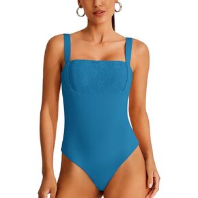 REORIA Women's Square Neck Sleeveless Sexy Lace Bodysuits Tank Tops 2024 Spring/Summer Designer Collection