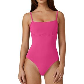 QINSEN Womens Sexy Spaghetti Strap Bodysuit Tops Underbust Contouring Slim Fit Going Out Top Shirts