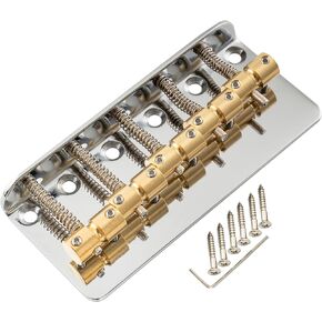 Musiclily Pro 18mm Top Loading 5-String Bass Bridge with Steel Plate Brass Saddles for Precision/Jazz Bass, Nickel