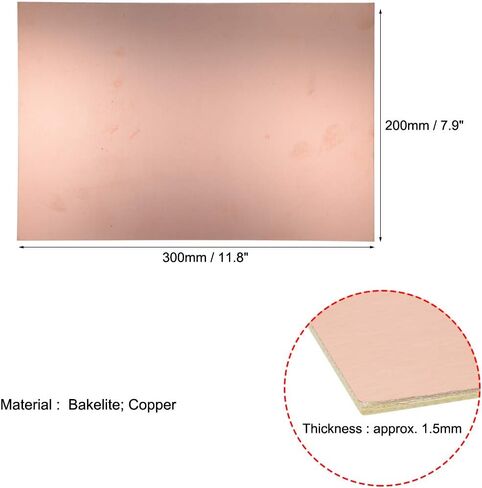 لوحة دائرة مطبوعة من النحاس المغطى بالنحاس من Uxcell، FR4 300x200 مم 11.81x7.87 بوصة، سمك 1.5 مم لوحة PCB للنماذج الأولية DIY، لوحة الاسم، 10 قطع in Saudi Arabia